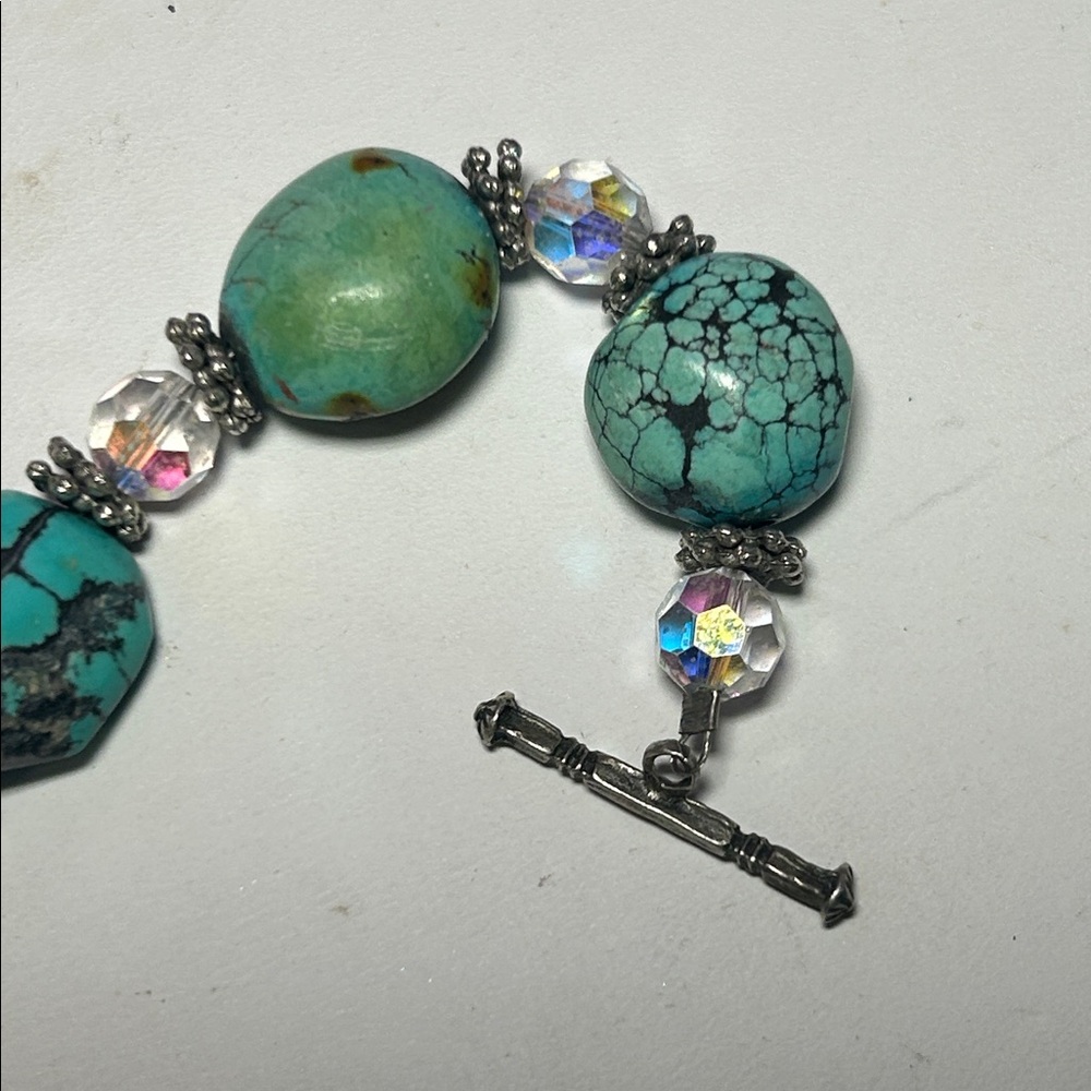 Turquoise Nugget & AB Bracelet - Picture 8 of 11